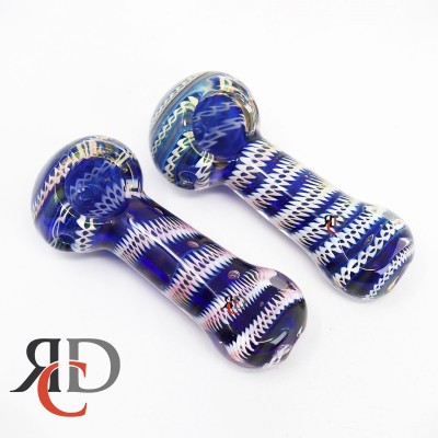 GLASS PIPE BLUE TUBE SPIRAL ART DOUBLE GLASS GP6081 1CT